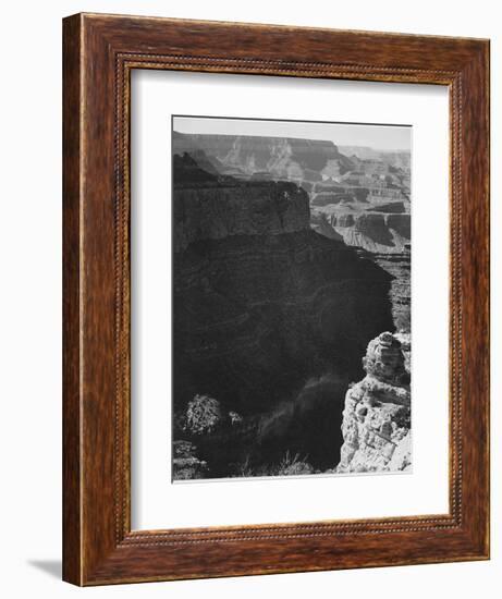 View Of Darkly Shadowed Canyon At Left & Center From South Rim 1941 Grand Canyon NP Arizona  1941-Ansel Adams-Framed Premium Giclee Print