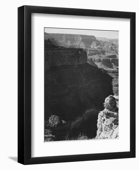 View Of Darkly Shadowed Canyon At Left & Center From South Rim 1941 Grand Canyon NP Arizona  1941-Ansel Adams-Framed Premium Giclee Print