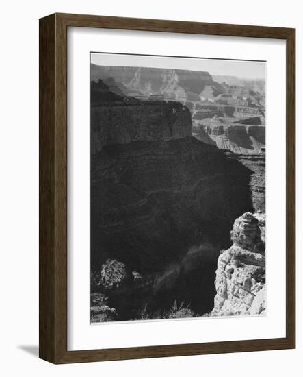 View Of Darkly Shadowed Canyon At Left & Center From South Rim 1941 Grand Canyon NP Arizona  1941-Ansel Adams-Framed Art Print