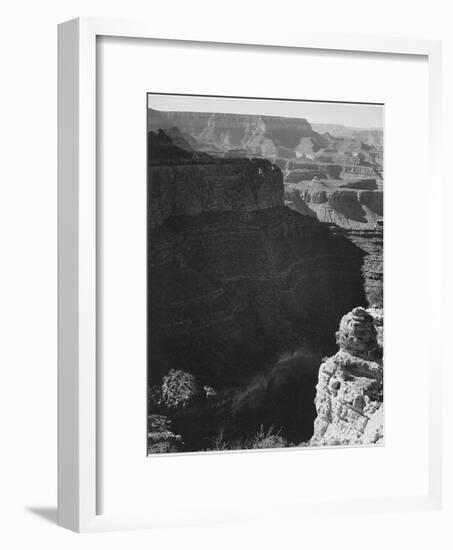 View Of Darkly Shadowed Canyon At Left & Center From South Rim 1941 Grand Canyon NP Arizona  1941-Ansel Adams-Framed Art Print