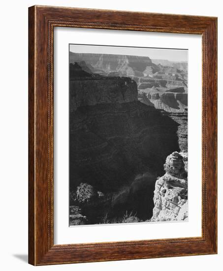 View Of Darkly Shadowed Canyon At Left & Center From South Rim 1941 Grand Canyon NP Arizona  1941-Ansel Adams-Framed Art Print