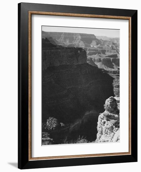 View Of Darkly Shadowed Canyon At Left & Center From South Rim 1941 Grand Canyon NP Arizona  1941-Ansel Adams-Framed Art Print