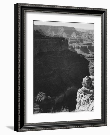 View Of Darkly Shadowed Canyon At Left & Center From South Rim 1941 Grand Canyon NP Arizona  1941-Ansel Adams-Framed Art Print