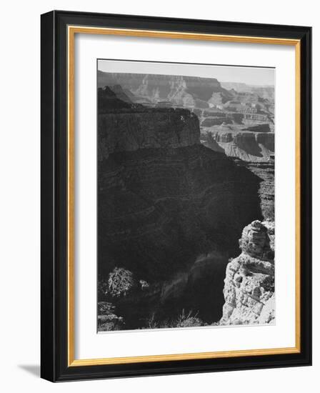 View Of Darkly Shadowed Canyon At Left & Center From South Rim 1941 Grand Canyon NP Arizona  1941-Ansel Adams-Framed Art Print