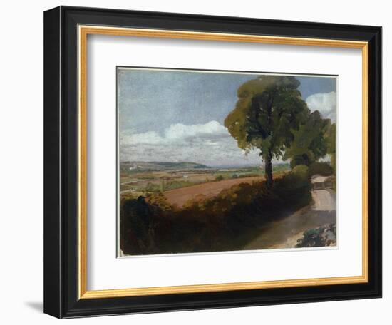 View of Dedham from the Lane Leading from East Bergholt Church to Flatford (Oil on Canvas, 1810-181-John Constable-Framed Giclee Print