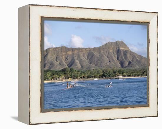 View of Diamond Head Crater, Oahu, Hawaii, Hawaiian Islands, USA-Alison Wright-Framed Premier Image Canvas