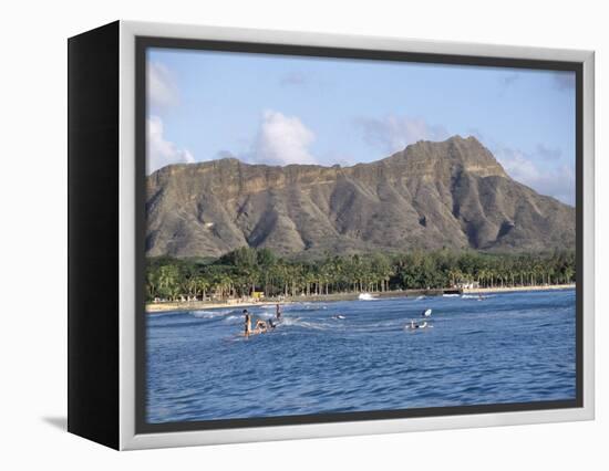 View of Diamond Head Crater, Oahu, Hawaii, Hawaiian Islands, USA-Alison Wright-Framed Premier Image Canvas