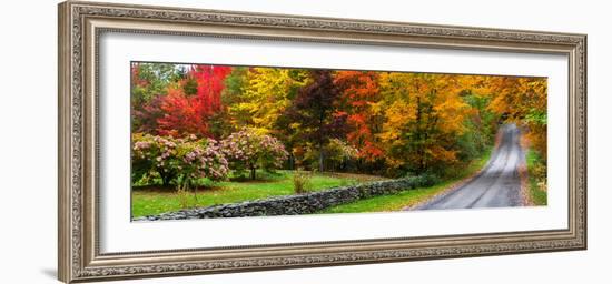 View of dirt road in autumn, Sutton, Quebec, Canada-null-Framed Photographic Print