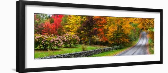 View of dirt road in autumn, Sutton, Quebec, Canada-null-Framed Photographic Print