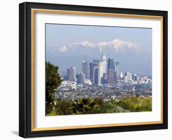 View of Downtown Los Angeles Looking Towards San Bernardino Mountains, California, USA-Ethel Davies-Framed Photographic Print