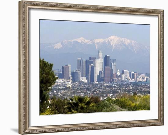 View of Downtown Los Angeles Looking Towards San Bernardino Mountains, California, USA-Ethel Davies-Framed Photographic Print