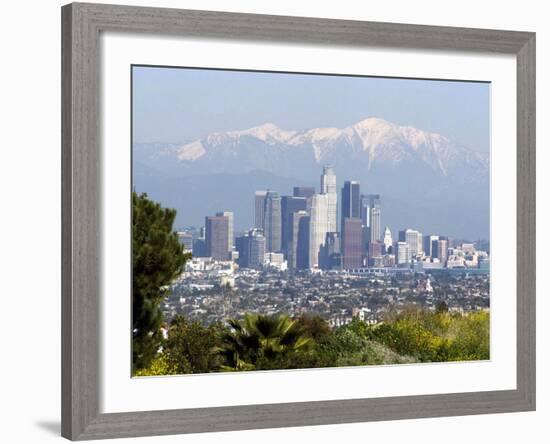 View of Downtown Los Angeles Looking Towards San Bernardino Mountains, California, USA-Ethel Davies-Framed Photographic Print