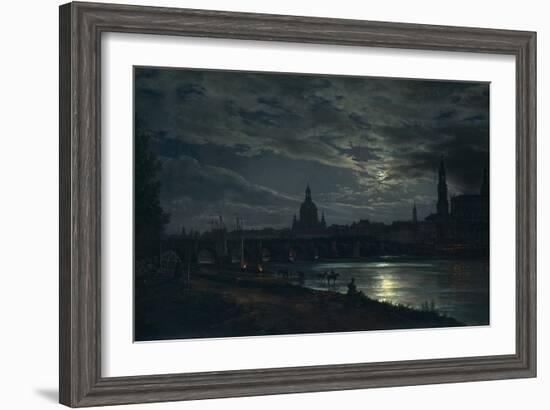 View of Dresden by Moonlight, 1839-Johan Christian Clausen Dahl-Framed Giclee Print