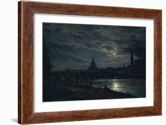 View of Dresden by Moonlight, 1839-Johan Christian Clausen Dahl-Framed Giclee Print