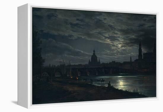 View of Dresden by Moonlight, 1839-Johan Christian Clausen Dahl-Framed Premier Image Canvas