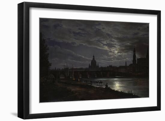 View of Dresden During Fullmoon, 1839-Johan Christian Clausen Dahl-Framed Giclee Print