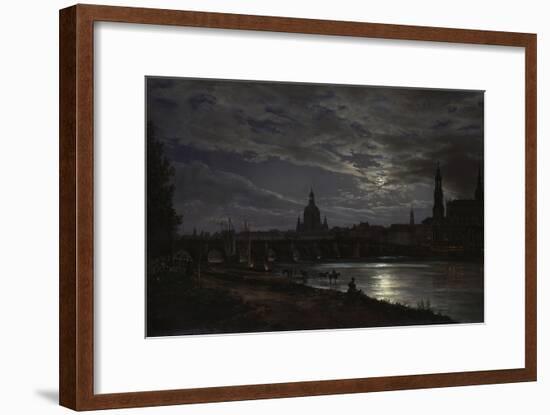 View of Dresden During Fullmoon, 1839-Johan Christian Clausen Dahl-Framed Giclee Print