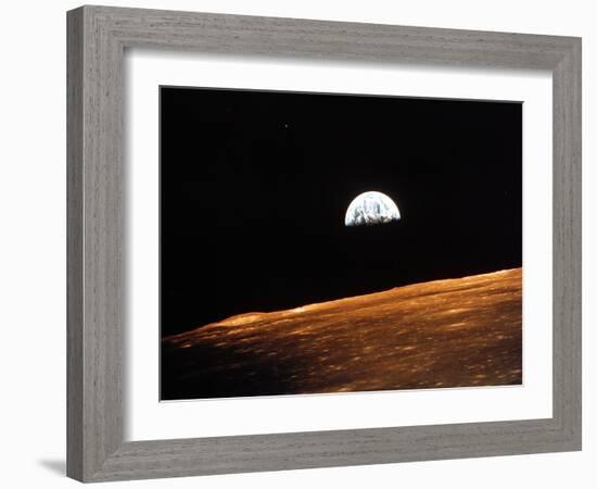 View of Earth from Apollo 10 Orbiting the Moon, 1969-null-Framed Photographic Print