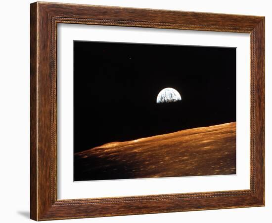 View of Earth from Apollo 10 Orbiting the Moon, 1969-null-Framed Photographic Print