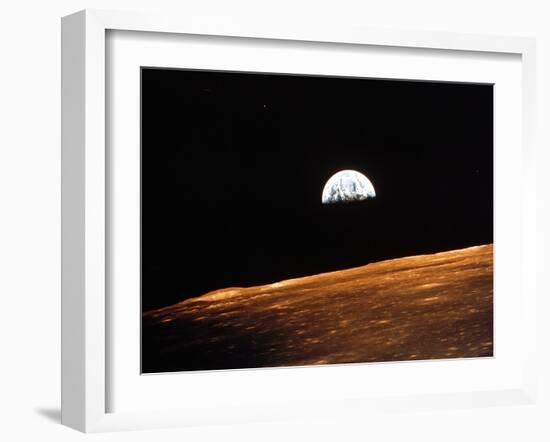 View of Earth from Apollo 10 Orbiting the Moon, 1969-null-Framed Photographic Print