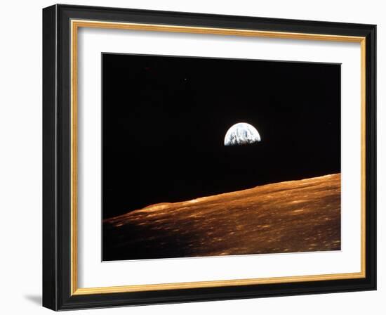 View of Earth from Apollo 10 Orbiting the Moon, 1969-null-Framed Photographic Print