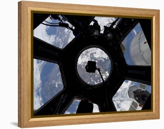 View of Earth Through the Cupola On the International Space Station-Stocktrek Images-Framed Premier Image Canvas