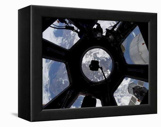 View of Earth Through the Cupola On the International Space Station-Stocktrek Images-Framed Premier Image Canvas