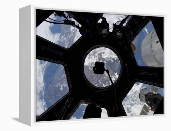 View of Earth Through the Cupola On the International Space Station-Stocktrek Images-Framed Premier Image Canvas