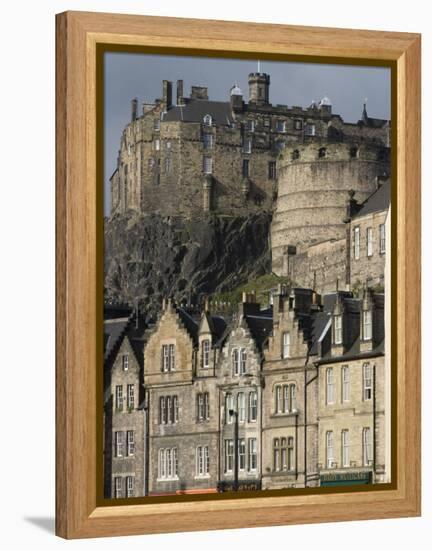 View of Edinburgh Castle from Grassmarket, Edinburgh, Lothian, Scotland, United Kingdom, Europe-Ethel Davies-Framed Premier Image Canvas