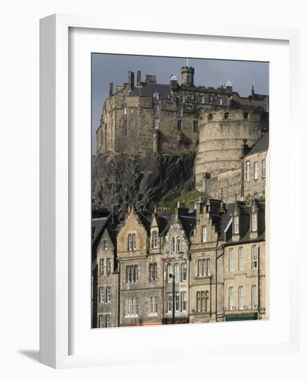 View of Edinburgh Castle from Grassmarket, Edinburgh, Lothian, Scotland, United Kingdom, Europe-Ethel Davies-Framed Photographic Print