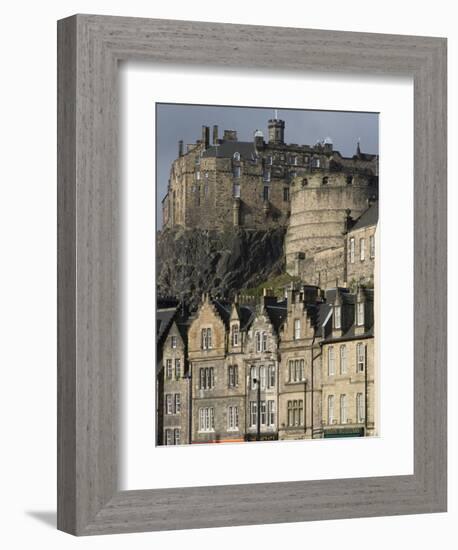 View of Edinburgh Castle from Grassmarket, Edinburgh, Lothian, Scotland, United Kingdom, Europe-Ethel Davies-Framed Photographic Print