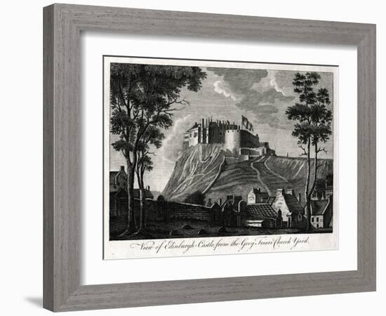 View of Edinburgh Castle, from the Grey Friars Church Yard, 18th Century-null-Framed Giclee Print