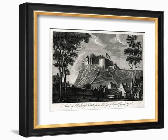 View of Edinburgh Castle, from the Grey Friars Church Yard, 18th Century-null-Framed Giclee Print