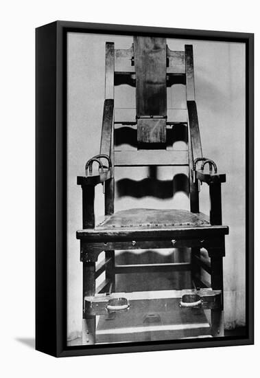 View of Empty Electric Chair-null-Framed Premier Image Canvas