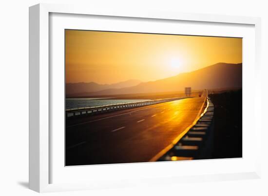 View of Empty Road at Sunset-Lamzeon-Framed Photographic Print
