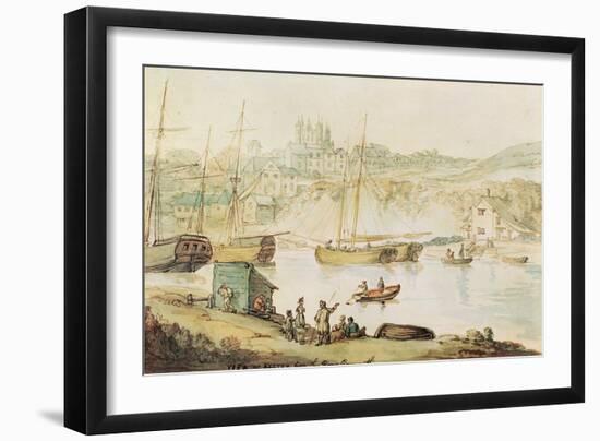 View of Exeter from the River Exmouth (Brown Ink & W/C Wash on Paper)-Thomas Rowlandson-Framed Giclee Print