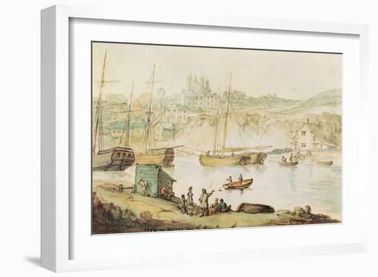 View of Exeter from the River Exmouth (Brown Ink & W/C Wash on Paper)-Thomas Rowlandson-Framed Giclee Print