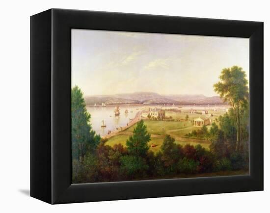 View of Exmouth from the Beacon Walls-W.H. Hallett-Framed Premier Image Canvas