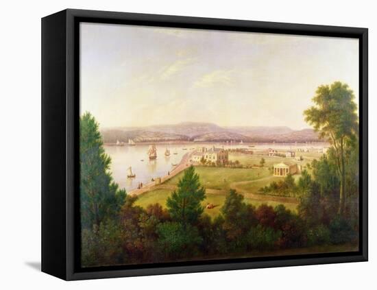 View of Exmouth from the Beacon Walls-W.H. Hallett-Framed Premier Image Canvas