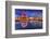 View of False Creek and Vancouver skyline, including World of Science Dome at dusk, Vancouver, Brit-Frank Fell-Framed Photographic Print