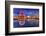 View of False Creek and Vancouver skyline, including World of Science Dome at dusk, Vancouver, Brit-Frank Fell-Framed Photographic Print