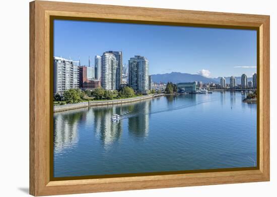 View of False Creek from Cambie Street Bridge and Vancouver skyline, Vancouver, British Columbia, C-Frank Fell-Framed Premier Image Canvas