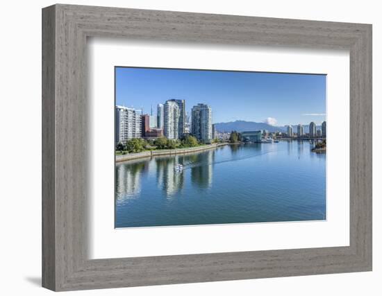 View of False Creek from Cambie Street Bridge and Vancouver skyline, Vancouver, British Columbia, C-Frank Fell-Framed Photographic Print