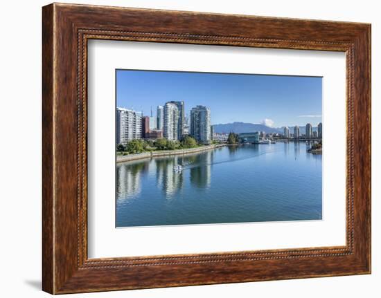 View of False Creek from Cambie Street Bridge and Vancouver skyline, Vancouver, British Columbia, C-Frank Fell-Framed Photographic Print