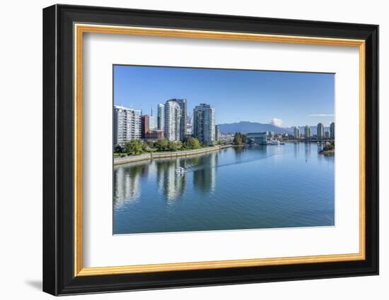 View of False Creek from Cambie Street Bridge and Vancouver skyline, Vancouver, British Columbia, C-Frank Fell-Framed Photographic Print