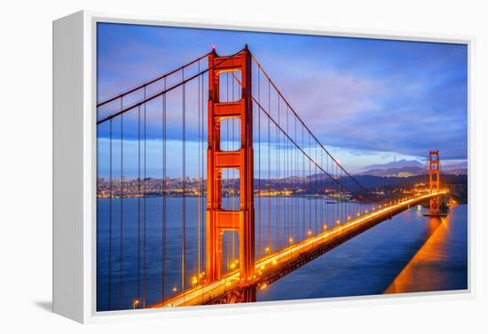 View of Famous Golden Gate Bridge by Night-prochasson-Framed Premier Image Canvas