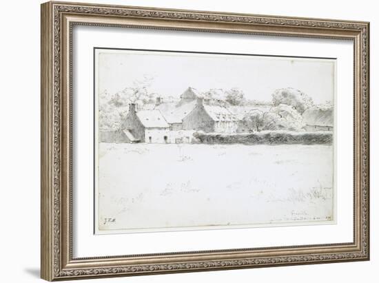 View of Farm Buildings across a Field, 1871-Jean-François Millet-Framed Giclee Print