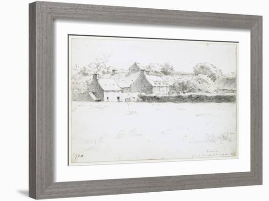 View of Farm Buildings across a Field, 1871-Jean-François Millet-Framed Giclee Print