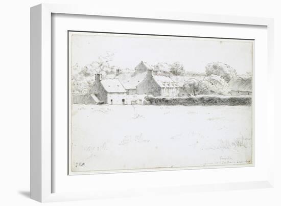 View of Farm Buildings across a Field, 1871-Jean-François Millet-Framed Giclee Print