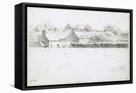 View of Farm Buildings across a Field, 1871-Jean-François Millet-Framed Premier Image Canvas
